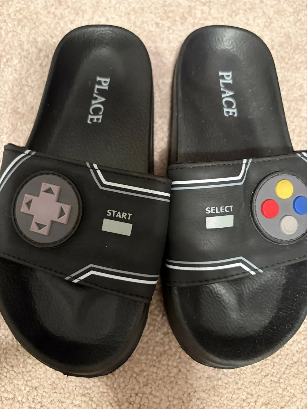 The Children's Place Black Slip-On Kids Sandals with Game Controller Accent